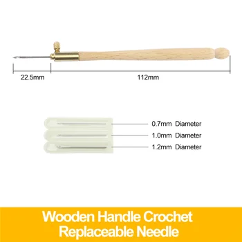 

Wooden Handle Crochet Hook With 3 Needles Quality French Crochet Embroidery Beading Hoop Sewing Tool Set DIY Craft