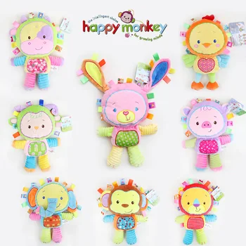

35cm Plush Rattle Toys Animal Hand Bells Sound Plush Baby Toy Newbron Gift Animal elephant monkey lion rabbit Doll B0954