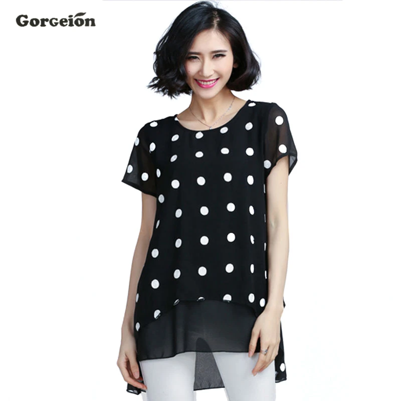 Plus Size 4XL Women Loose Blouses Short Sleeve 2016 Summer Chiffon Shirt Long Style Female Clothes Chemise Femme TY47 |