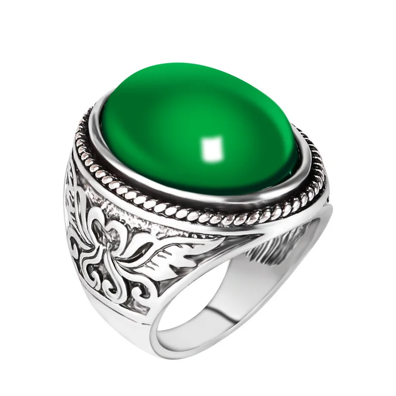 

Vintage Rings For Women Male Green Oval Stone Ring Men Engagement Jewelry Ringen For Best 31055