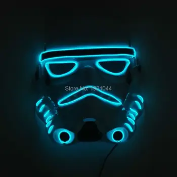 

Blue Glowing EL Wire Mask Night fluorescent mask Halloween adult party mask with 3v Steady on Driver