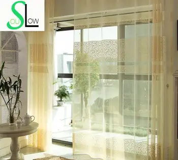 

Slow Soul Yellow Jacquard Hollow Curtains Bedroom Floral Cortinas Tulle Kitchen For Living Room Dormitorio Sheer Perde Curtain