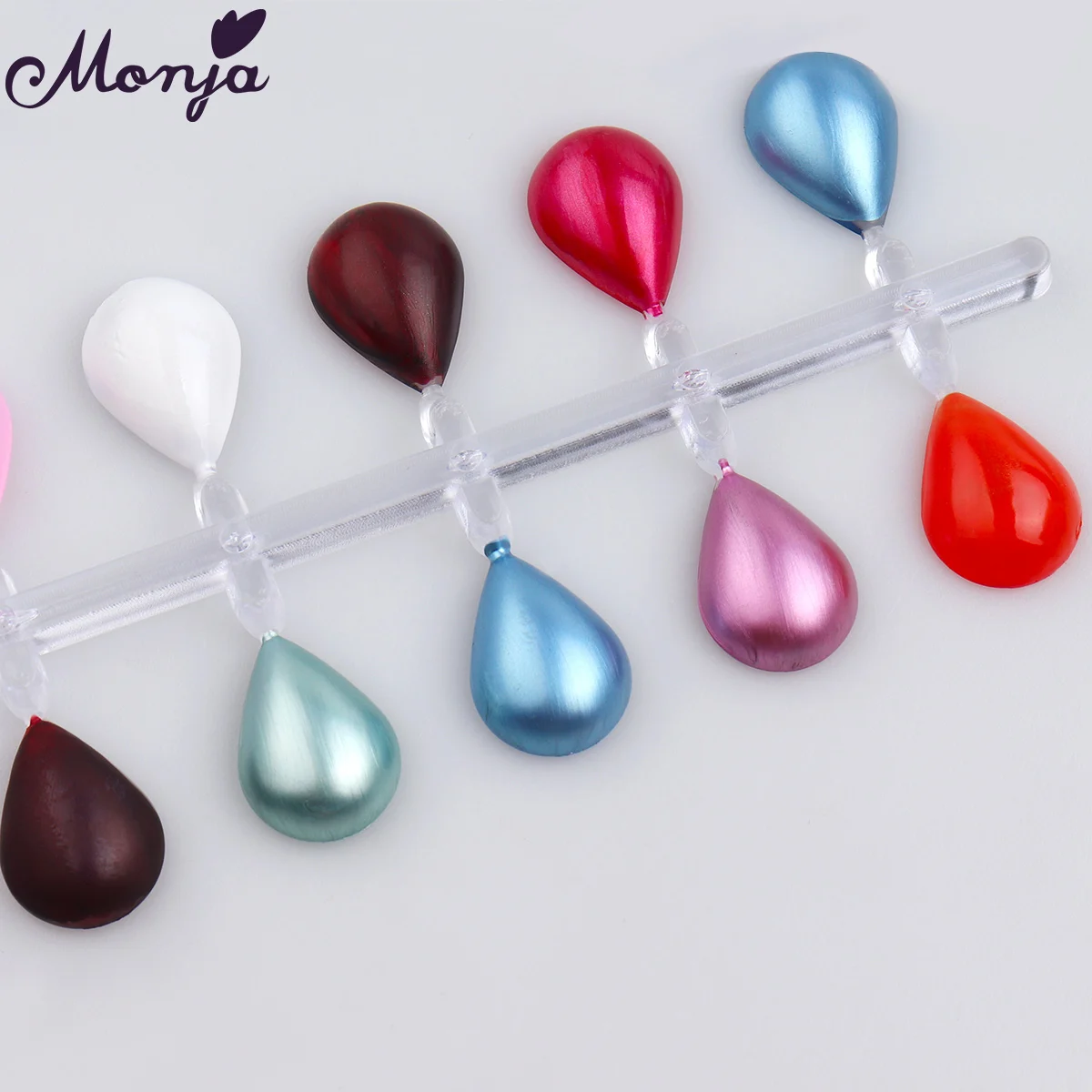 

Monja 2*24pcs/set Nail Art Water Drop Shaped False Tips Polish Gel Color Practice Display Showing Card Sticks Manicure Tools