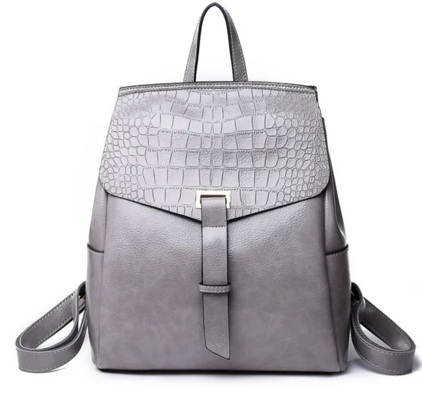 

Crocodile Pattern Retro School Backpacks Preppy Style High Quality PU Leather Backpacks Femme Fashion Shoulder Travel Bags D135