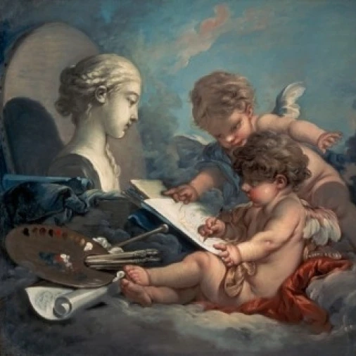 Amore Allegory of Painting  Francois Boucher (1703-1770/ French)  Hermitage Museum St Petersburg Print (18 x (18 x 24)