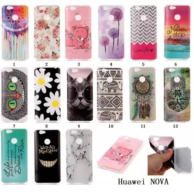 New Slim For Coque Huawei Nova Case Cartoon Cat Bear Marble Soft TPU Funda 5.0 Inch Protective Cover |