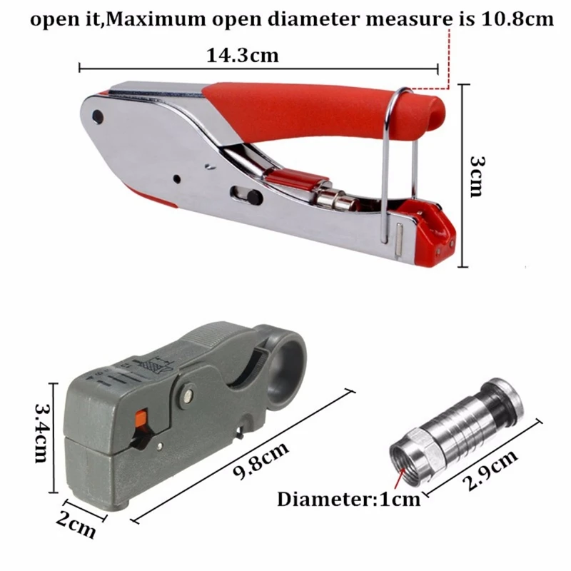 22 шт. Универсальный компрессионный набор инструментов для зачистки F Bnc Rg6 Соединительный кабель коаксиальный обжим с красным гибким клеем