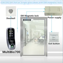 MultiBio700 контроля доступа zkaccess биометрический считыватель+ Программное обеспечение электромагнита замок для одинарная стеклянная дверь контроля доступа по отпечаткам DIY kit