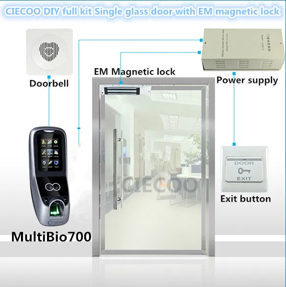 Multibio700 Access Control Zkaccess Biometric Reader Multibio700 Access Control Zkaccess Biometric Reader Electromagnet Lock For Single Glass Door
