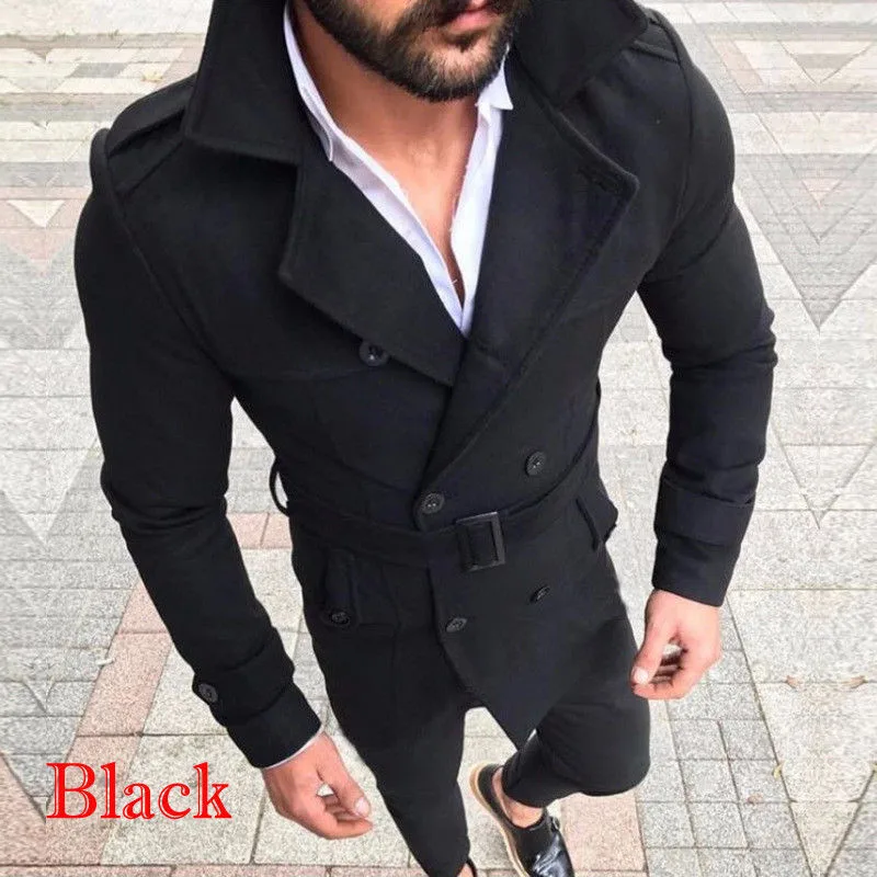 

Fashion Men Woolen Overcoat Men's Winter Vintage Trench Reefer Jackets Double Breasted Coat England Gentleman Style Clothes
