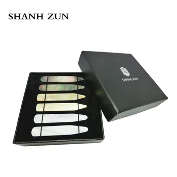 

SHANH ZUN Luxurious Handmade High Polished 100% Mother of Pearl Collar Stays Wedding Gift Groomsman 6 Pcs Gift Set