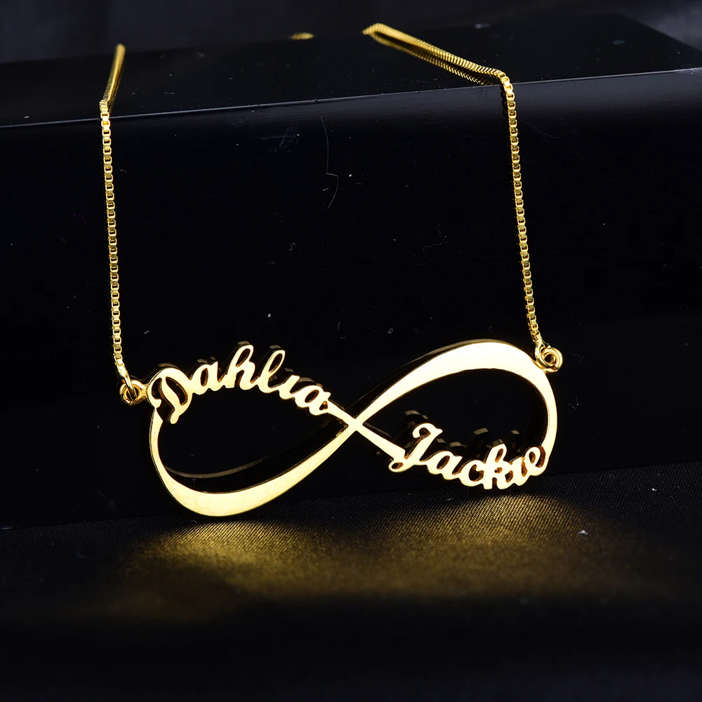 

RainMarch Silver Customized infinity Two Name Necklace 925 Silver Pendant Necklace women Jewelry Gift for mom /Valentine's Day