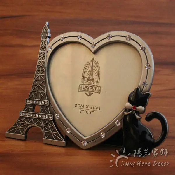 3 дюймов в форме сердца E iffel башня металлическая рамка для фото Винтаж Home Decor рабочего орнаментом подарок настроить фото принято