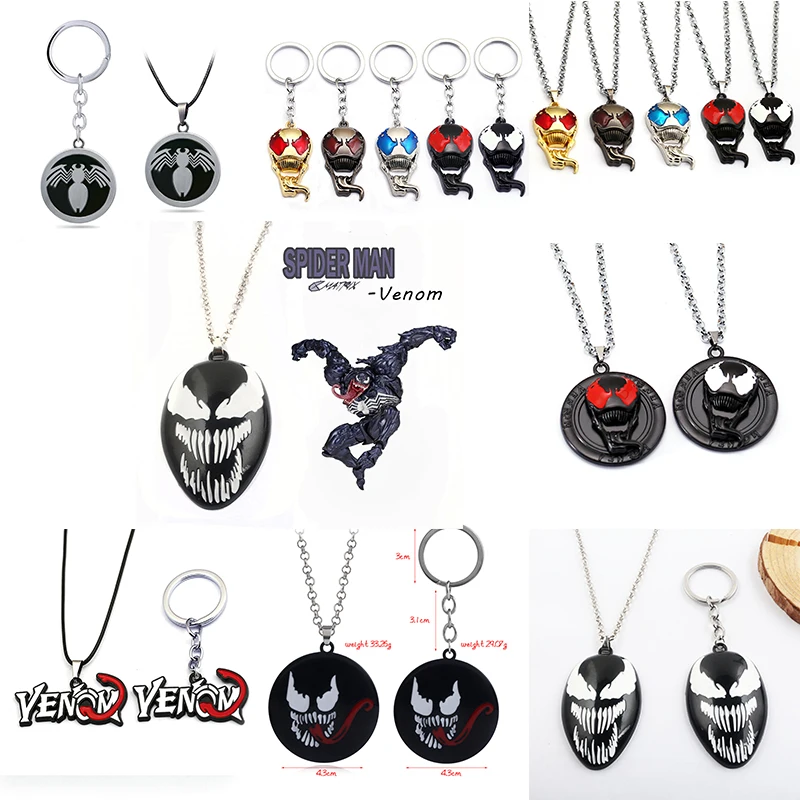 

Hot Movie Venom Keychain Alloy Pendant Keyring Venom Spider Man Edward Eddie Brock Key Ring Fans gift Men Skull Car key Chains