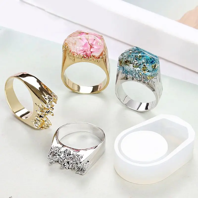 

3 Pcs/set UV Crystal Epoxy DIY Ring Silicone Mold Broken Mountain Modeling Creative Handmade Material