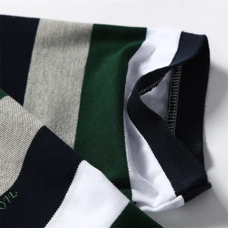 Summer Polos Men Shirt Cotton Striped Short Brand Mens Polo Male Top Tees Fast Dry Breathable Tshirt Men Clothing Boy Drop Ship-4