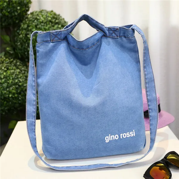 YILE хлопковая джинсовая холщовая эко-сумка для покупок, сумка на плечо, сумка-мессенджер 1749-3 - Цвет: light blue