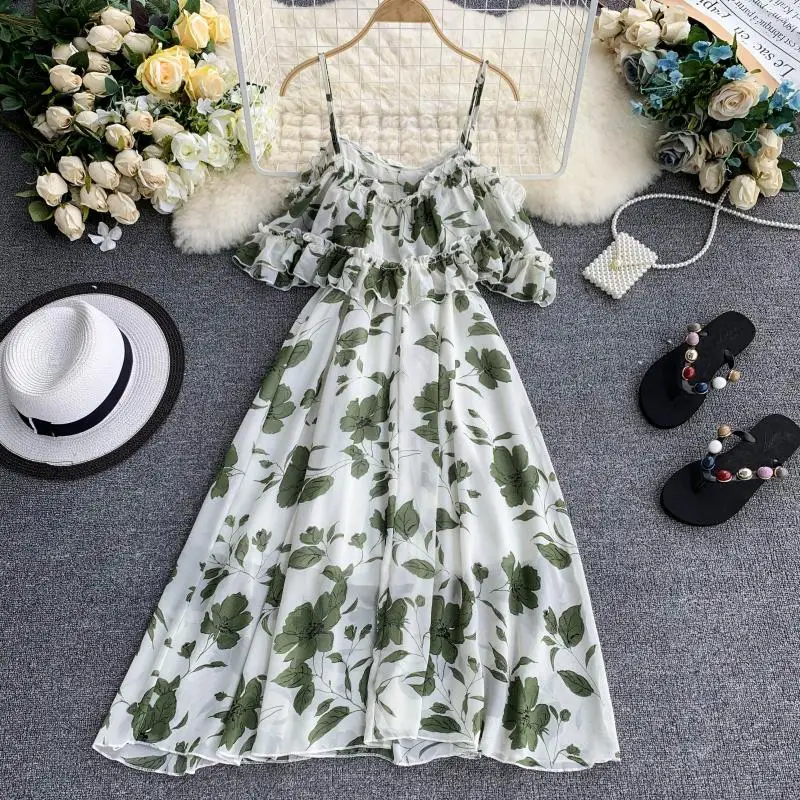 ALPHALMODA منتجع الشيفون ثوب مطبوع قصيرة الأكمام خارج الكتف منتصف العجل النساء الصيف العطل عارضة الشاطئ Vestidos ALPHALMODA منتجع الشيفون ثوب مطبوع قصيرة الأكمام خارج الكتف منتصف العجل النساء الصيف العطل عارضة الشاطئ Vestidos