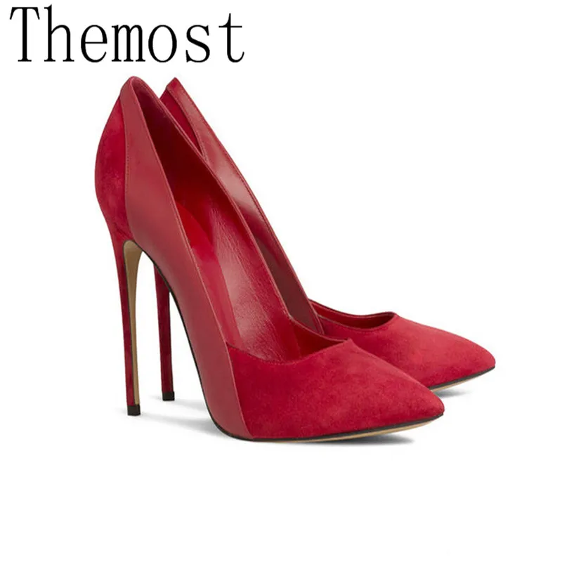 Dernier Size34 Haute Simples Themost Lady 12 Début Pointu Américain Cm Au Grand Du Européen Couture Talon Suède Printemps Et Chaussures Sexy 48 8q8aw0R