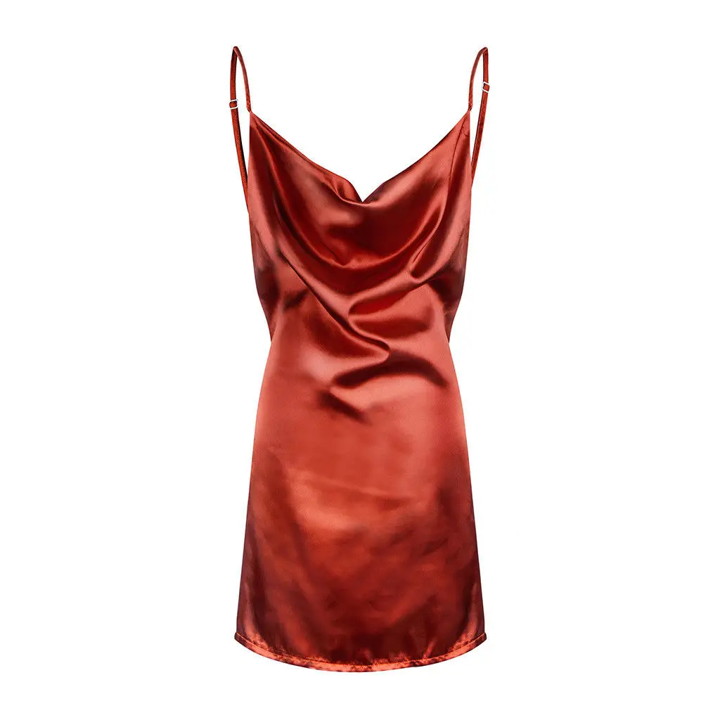 Сексуальное женское модное платье для сна на бретелях, Повседневная Ночная рубашка, летняя ночная рубашка - Цвет: Коричневый