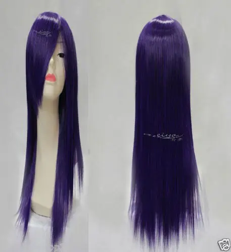 heat resistant Party hair Free shipping&gt&gt&gtNew wig Cosplay long Dark Purple Straight Ex-Long Bangs Wig TLD333 |