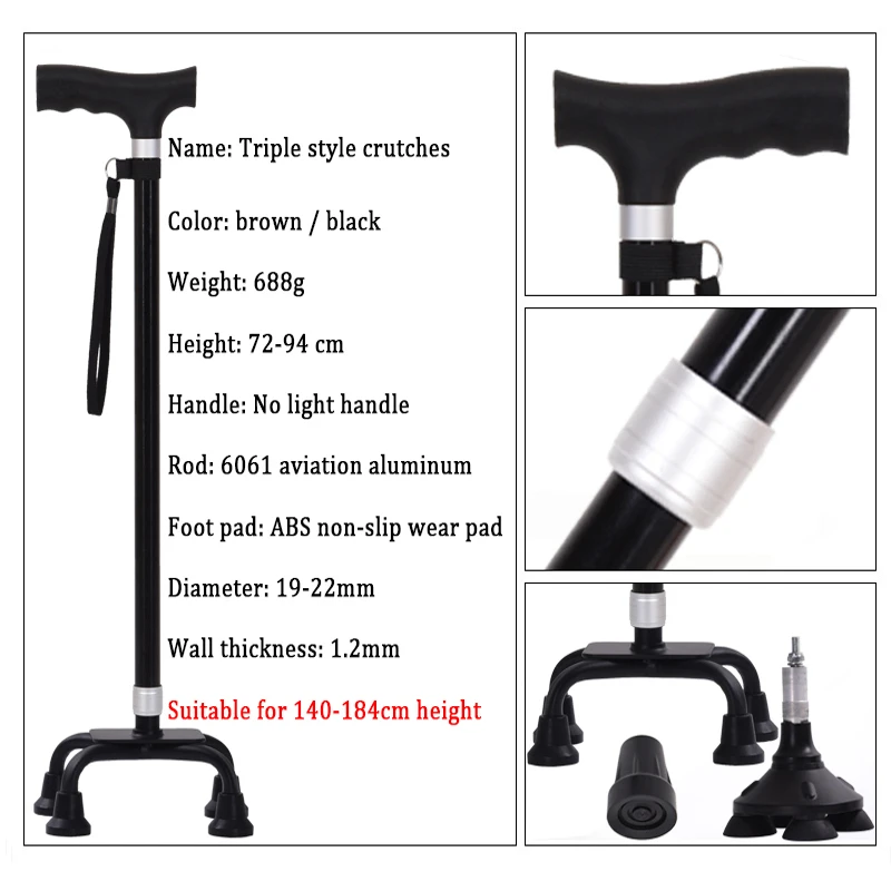ANXIAOKANG T handle Black Walking Sticks Aluminum Alloy Trekking Hiking Poles Trekking Poles For Disabled And Elderly