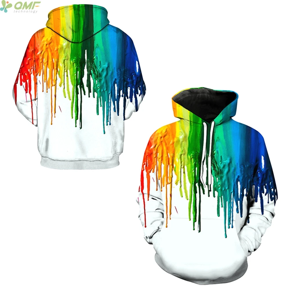 Colorful Paint Dripping Sweatshirts Fashion High Street Hoodies Paint