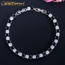 CWWZircons трендовые женские CZ ювелирные изделия Модные Черные кубические циркониевые хрустальные теннисные браслеты для женщин подарок на праздник CB119