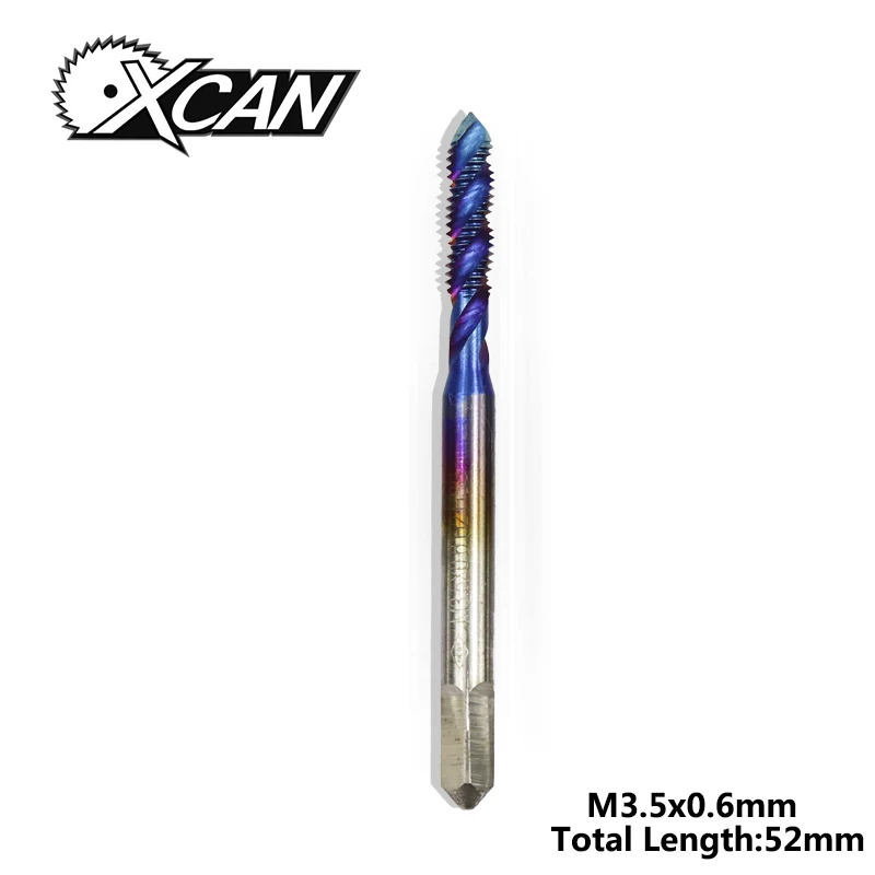 XCAN 1 шт. HSS M2-M6 метрический винт кран резьба кран нано синее покрытие спиральный кран сверло - Цвет: M3.5x0.6