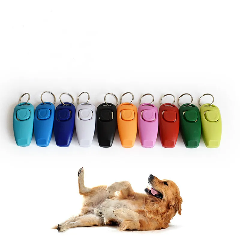 

Combo Dog Clicker & Whistle - Training,Pet Trainer Click Puppy with Guide,With Key Ring