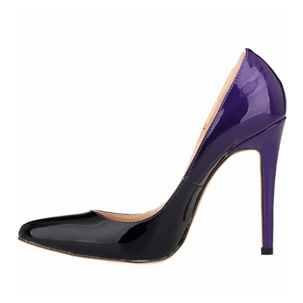 Брендовые женские туфли-лодочки; женские туфли на высоком каблуке; сезон весна-осень; женская обувь; новые свадебные туфли с острым носком; женские вечерние туфли на каблуке; большие размеры - Цвет: Purple Shoes