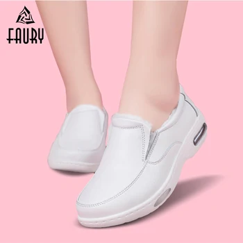 

Women White Soft Warm Winter Thick Work Shoes Hospital Working Doctors Nurses Footwear Single Shoes Anti-slip Medical Shoes
