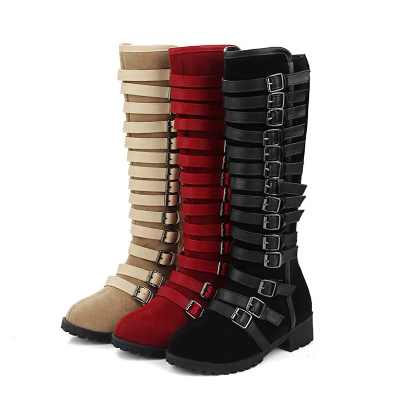 

Autumn Women Boots Sock Boots Ladies Shoes Bottes Femme Knee High Flock Leather Boots Slip On Shoes Woman Warm Fleeces Platform