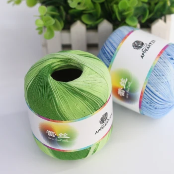 

Free Shipping 50g/Ball Cotton Metallic Lace Rainbow Yarn Colorful Thin Thread For Crocheting Knitting By 1.55mm Crochet Hooks