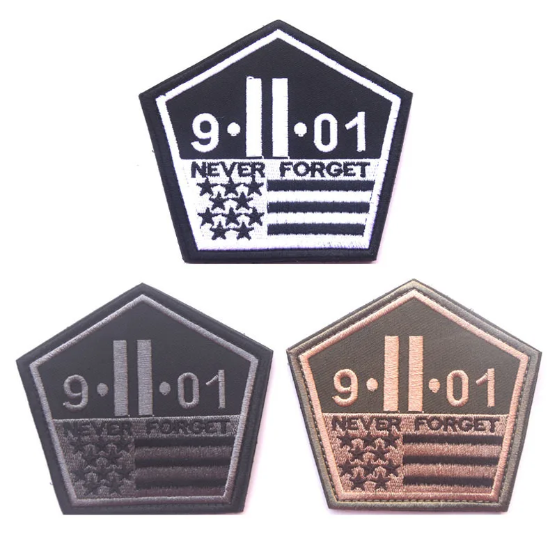 

9-11 memorial patch 911 Never forget patch twin tow tactical morale patches military badge hook biker for cap vest