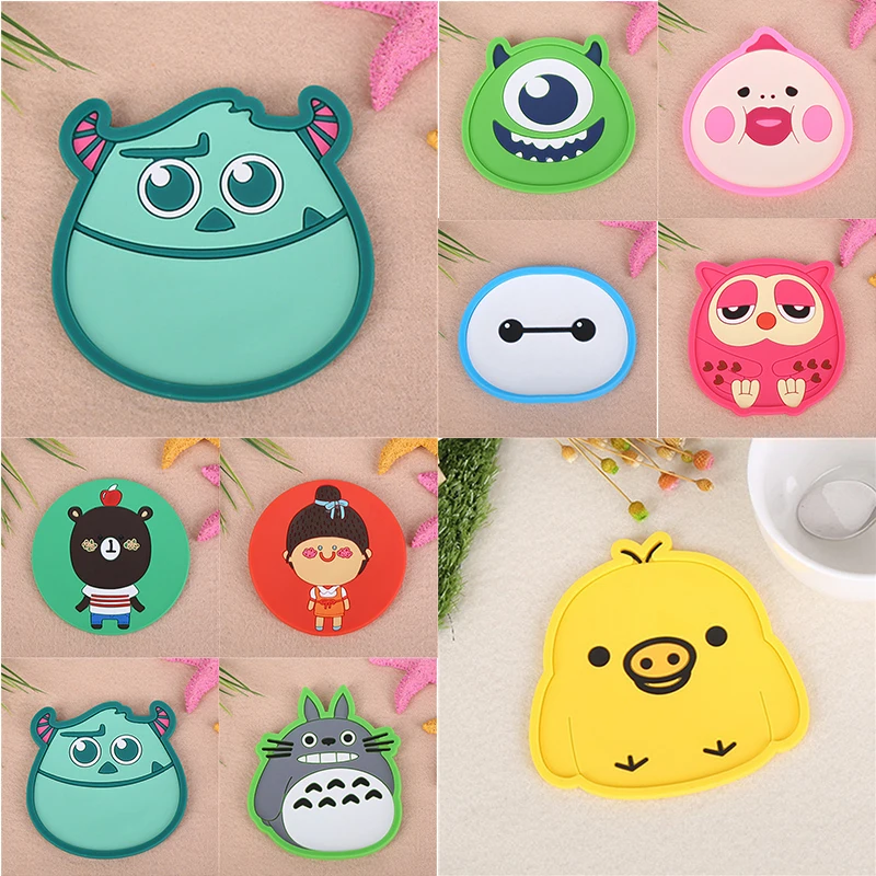 

1 PCS Silicone Dining Table Placemats 10cm Cartoon Monster Coaster Home Decor Creative Cup Coasters Cup Mat Pot Insulation Pad