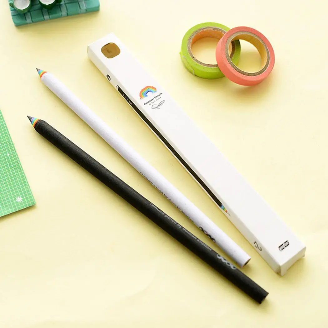 

New Eco-friendly Recycled Paper Rainbow Painting Writing Set(2Pcs) Pencil Tools 17cm/6.7inch