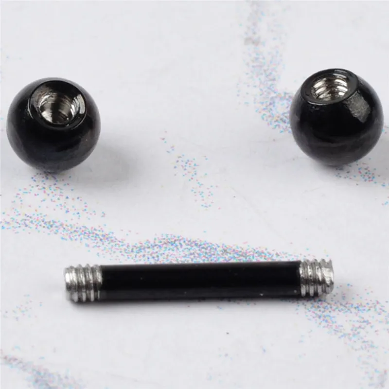 

5pcs Stainless Steel BLACK 3mm Ball Tongue Bar Straight Barbell Piercing Eyebrow Tragus Stud Ring Nipple Piercing Body Jewelry