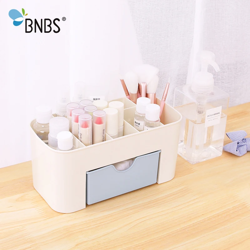 Bnbs البلاستيك المجوهرات التجميل التخزين صندوق تخزين مع درج صغير مكتب مكتب الوظيفي أشتات تخزين الحاويات المنظم