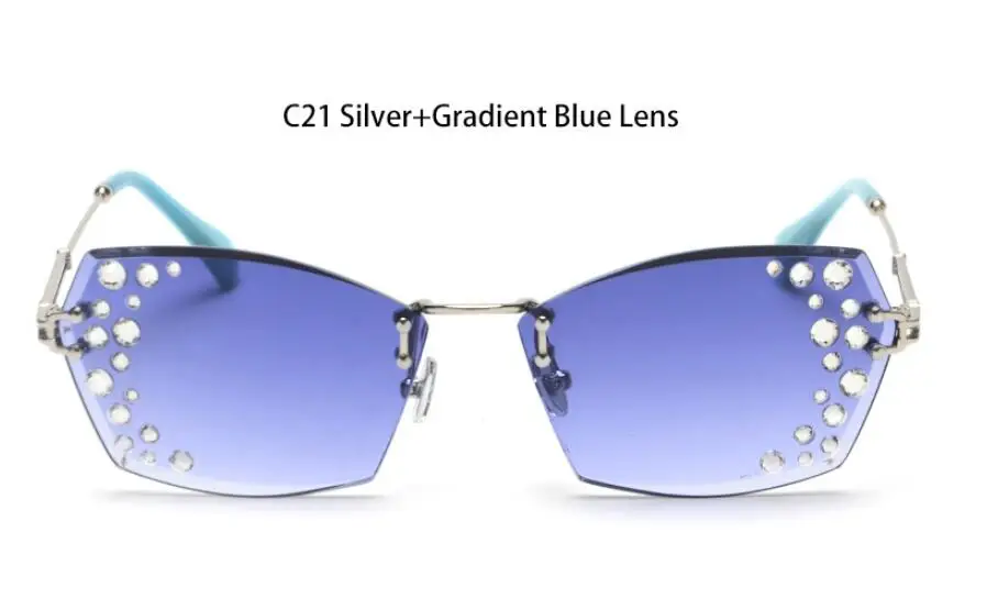 Новые солнцезащитные очки без оправы - Цвет линз: C21 silver blue