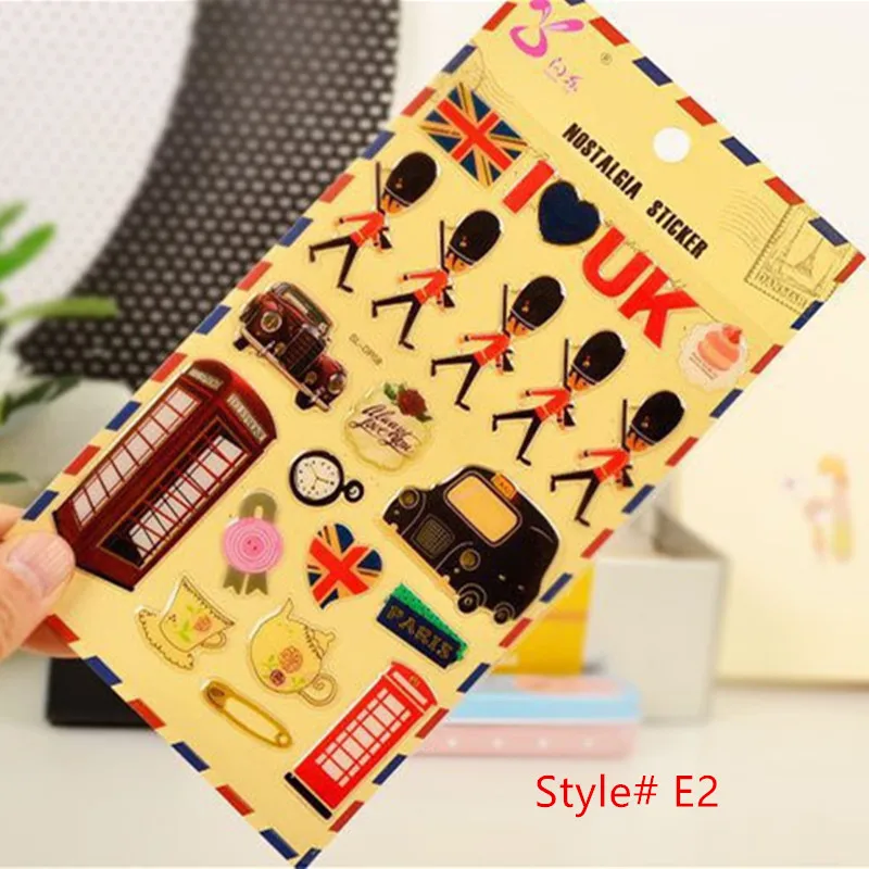

Vintage paper sticker Stamp Postmark soldier england 3D Scrapbook label Decorative tower Paris Sticker Diary DIY Album Decors