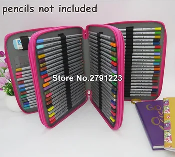 

Large Capacity Pencil Case for Art Pens Watercolor Colored 124 Holders PU Leather Pencils Bag Box School Stationery Supplies