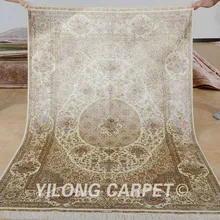 Yilong 5'x7. 5' турецкий ковер ручной работы бежевый ручной работы изысканная, Восточная шелковый ковер(0193