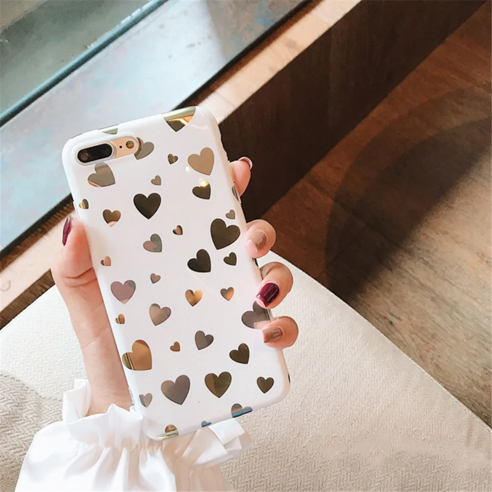 

Mirror Love Heart Paper Plane Phone Case For iphone X XR XS MAX Case For iphone 6 6s 7 8 plus Back Cover Luxury Soft Cases Shell