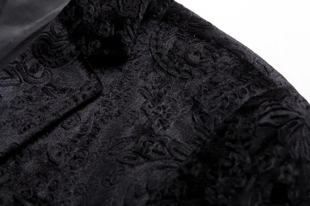 PAULKONTE 2019 New Men Pattern Suit Dress Jacket Black Business Family Dinner High Quality Self Cultivation Temperament Clothing PAULKONTE 2019 New Men Pattern Suit Dress Jacket Black Business Family Dinner High Quality Self Cultivation Temperament Clothing