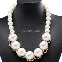 Европа, США, большое короткое и широкое жемчужное ожерелье, большие бусы, цепочка для свитера, ожерелье для женщин, Золотая цепочка, жемчужные бусы, ожерелье