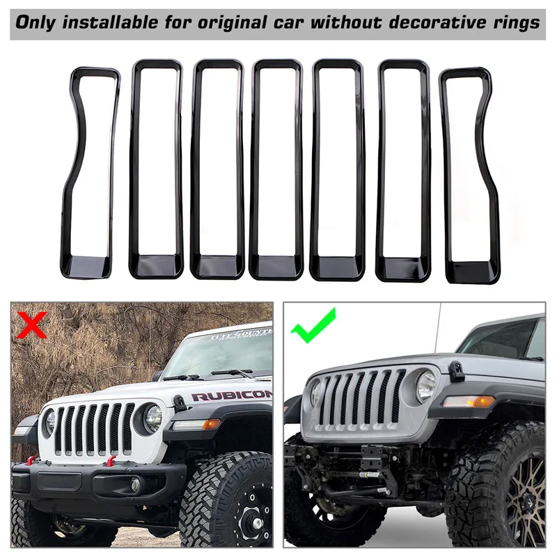 7 шт. сетчатые вставки для радиаторной решетки Гриль Крышка для Jeep Wrangler JL автомобиля наружные части передний радиатор воздухозаборник вентиляционная решетка отделка/