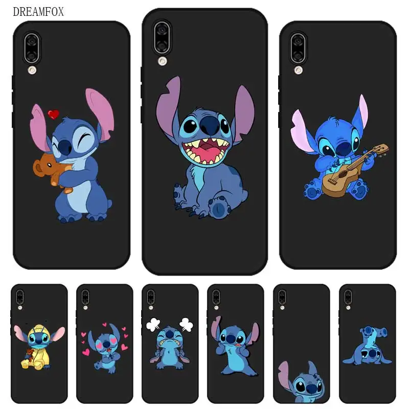 N418 Stitch Black Silicone Case Cover For Huawei Honor 6A 6C 6X 7C 7X 8 Lite Pro |