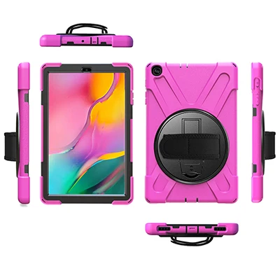 CHINFAI Shockproof Kids Case for Samsung Galaxy Tab A 10.1 T510 T515 Silicone Tablet Case with Holder and Strp for SM-T515 - Цвет: SM-515 PK