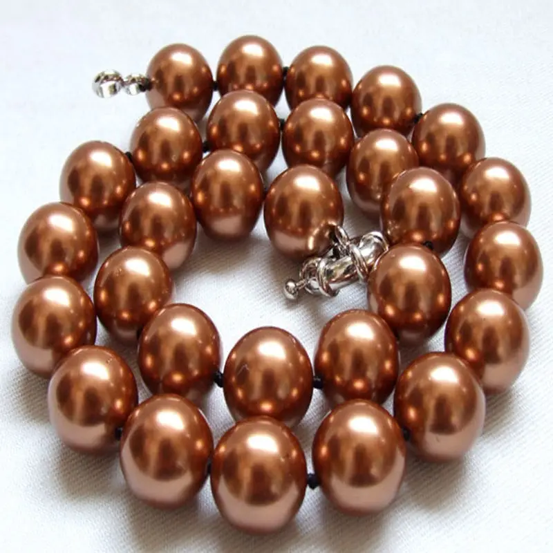 

FREE SHIPPING HOT sell new Style >>>> AAA 12MM perfect round chocolate shell pearl necklace 18